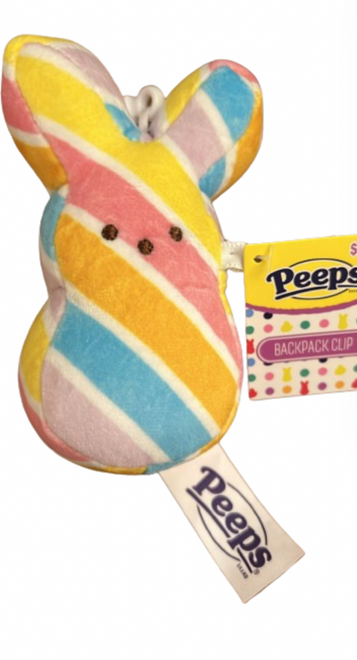 Peeps Easter Peep Rainbow Bunny Backpack Clip Plush Keychain New with Tag