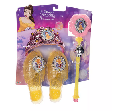 Disney 100 Princess Belle Accessory Set Tiara Wanda and 1 Pair of Shoes New