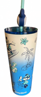 Disney Parks Starbucks Mickey & Minnie Summer Blue Tumbler W Straw New with Tag