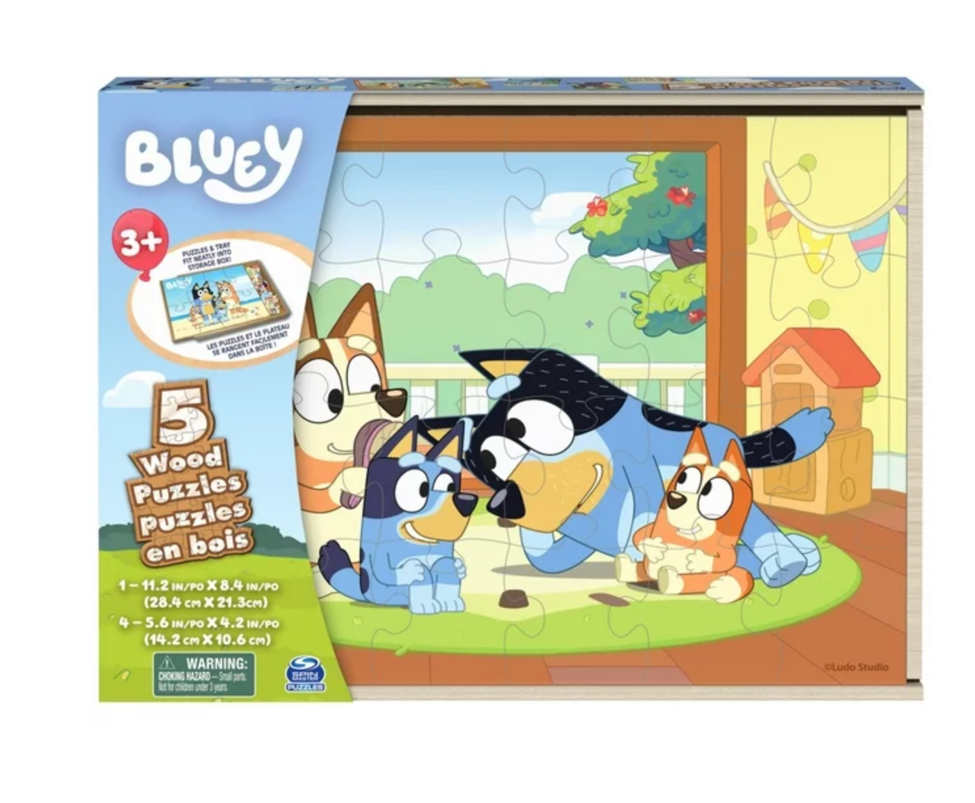 Bluey Wooden Puzzle 3 Pack and Storage Tray