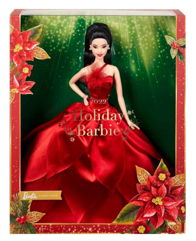 Barbie Signature 2022 Holiday Collector Doll - Straight Black Hair New With Box