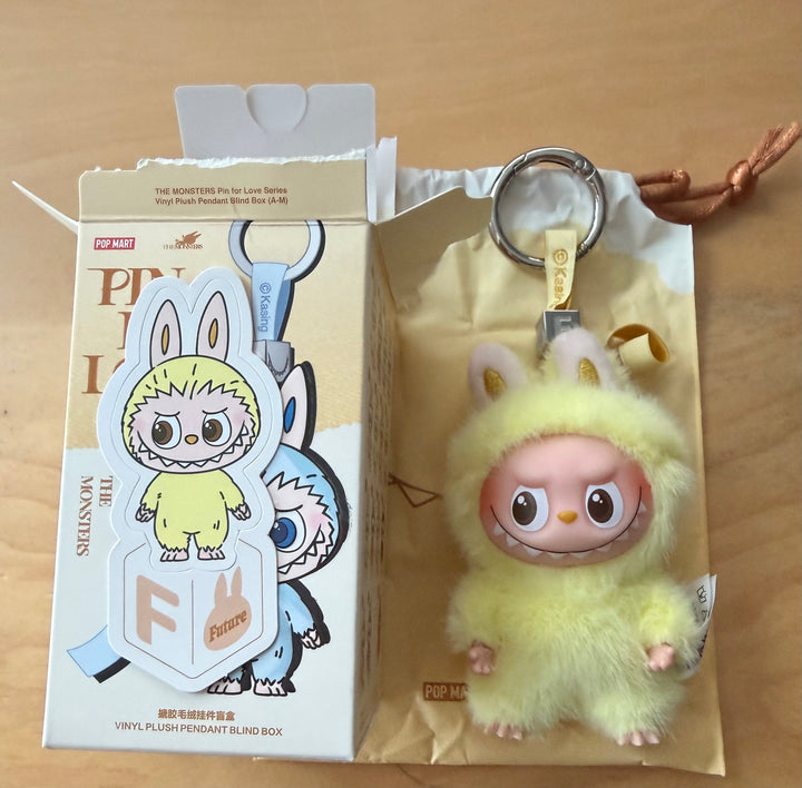 Pop Mart Labubu The Monsters Pin for Love Letter F Plush Keychain