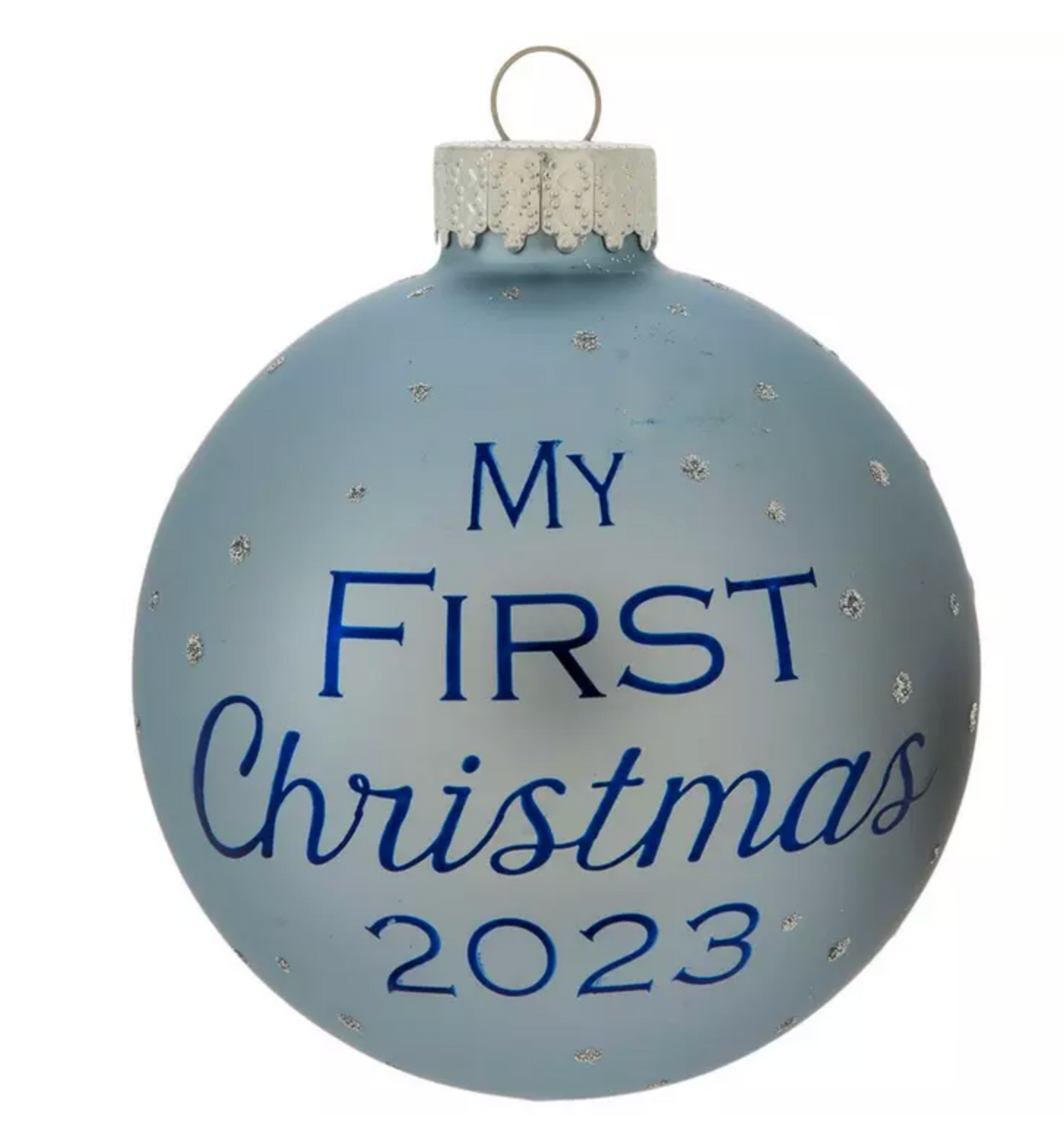 Robert Stanley Blue 2023 My First Christmas Glass Ornament New with Tag