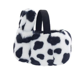 PEEPS Bunny Spotted Cow Print Plush Easter Basket New With Tag