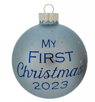Robert Stanley Blue 2023 My First Christmas Glass Ornament New with Tag