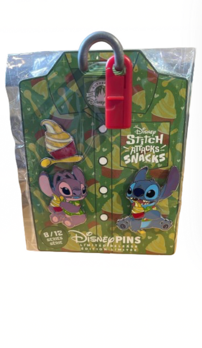 Disney Parks Stitch Angel Attacks Snacks Pineapple Swirl August Pin Set New