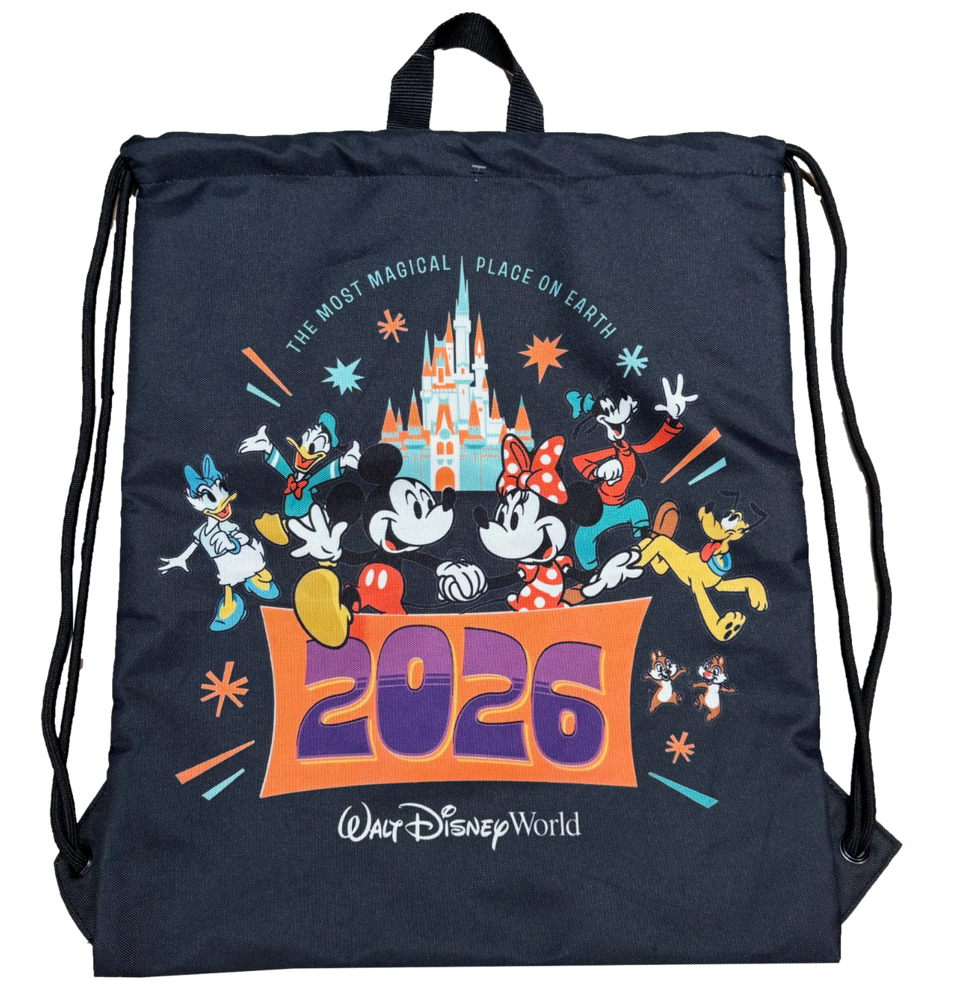 Disney Parks WDW 2026 Mickey & Minnie Mouse Drawstring Backpack