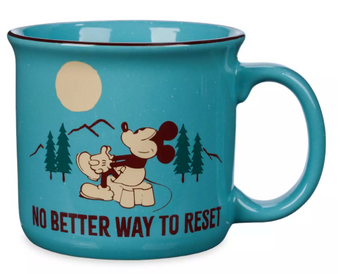 Disney Parks Mickey Mouse ''No Better Way to Reset'' Coffee Mug New With Tag