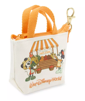 Disney Parks WDW Mickey Minnie Fruit Stand Micro Canvas Tote Bag Charm New Tag