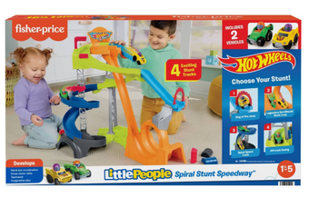 Little People Hot Wheels Spiral Stunt Speedway Toddler Race Track Playset Toy Nw