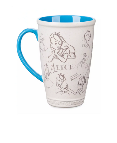 Disney Classic Store Alice in Wonderland Animated Ceramic Mug Latte Sketch New