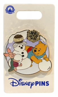 Disney Parks Winnie The Pooh & Piglet Snowman Winter Pin New With Card