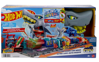 Hot Wheels Ultra Shark Car Wash Playset: Plastic Toy Vehicle Set Toy New W Tag
