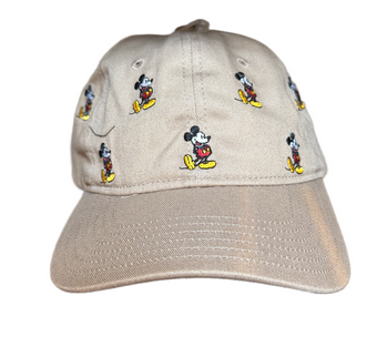 Disney Parks Mickey Mouse All Over Baseball Cap Hat Tan New With Tag