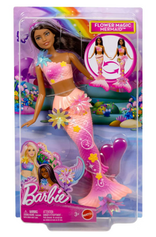 Barbie Flower Magic Mermaid Toy Doll w Surprise Blooming Flowers Toy New w Box
