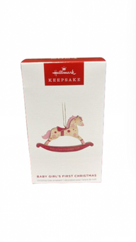Hallmark 2024 Keepsake Baby Girl's First Christmas Rocking Horse Ornament New