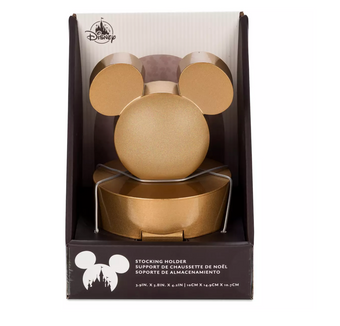 Disney Parks Mickey Icon Golden Holiday Stocking Holder New with Box