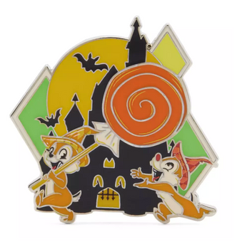 Disney Parks Chip 'n Dale Glow-in-the-Dark ''Happy Halloween'' Pin New With Card