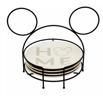 Disney Parks Mickey Mouse Icon Plate Set w Holder Home Collection New With Tag