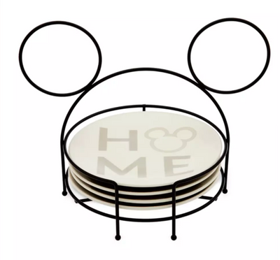 Disney Parks Mickey Mouse Icon Plate Set w Holder Home Collection New With Tag