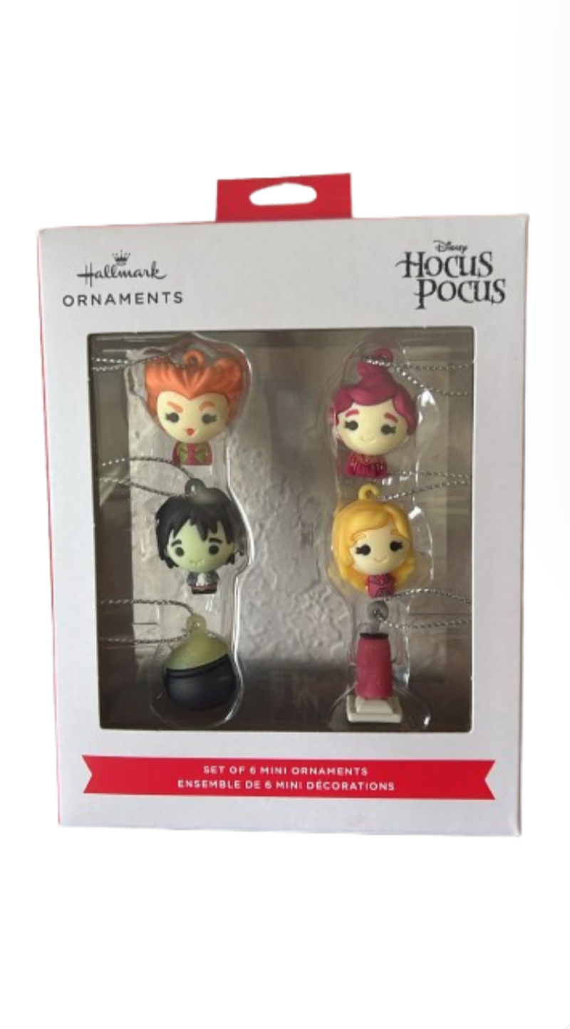 Hallmark Mini Disney Hocus Pocus Shatterproof Christmas Ornament Set New W Box