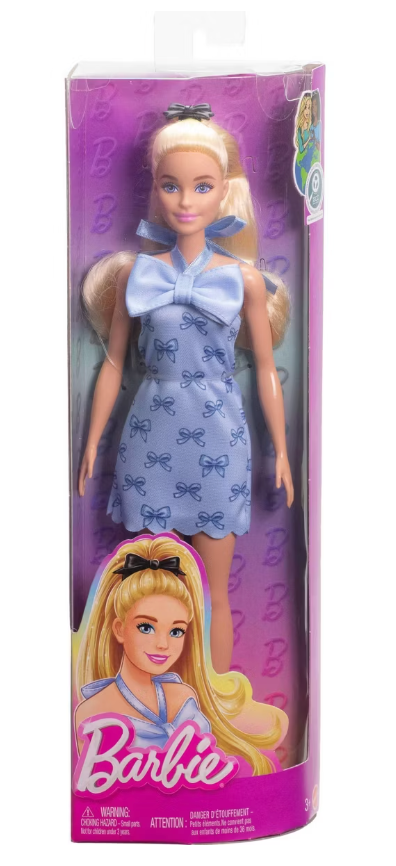 Barbie Fashionistas Doll #237 in Blue Bow Halter Dress Blonde Toy New w Box