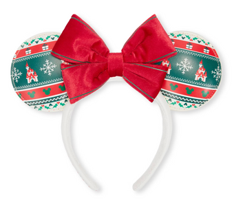 Disney Parks Minnie Mouse Fair Isle Christmas Ears Headband New With Tag