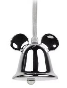Disney Parks Mickey Mouse Silver Bell Christmas Ornament New With Tag