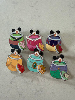 Disney Parks Magical Princess Candle Mystery Pin Complete Set of 6 w Opened Bags