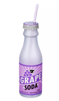 Disney Parks Grape Soda Water Bottle with Straw – Up New With Tag