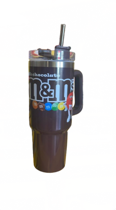 M&M's World Milk Chocolate Brown 30oz Stainless Steel Tumbler with Straw New