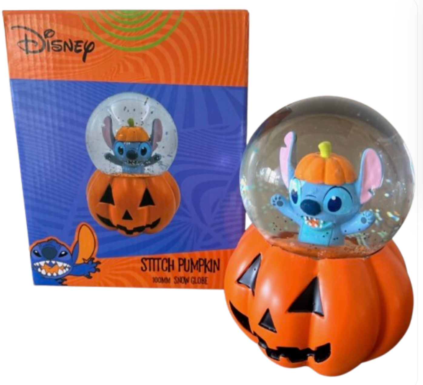 Disney Stitch Pumpkin Snow Globe New Lilo & Stitch Jack O Lantern Halloween
