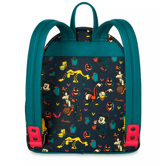 Disney Parks Halloween 2023 Mickey Pumpkin Glows in the Dark Loungefly Backpack