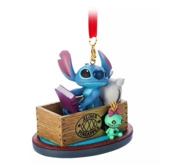 Disney Parks Stitch and Scrump Aloha Sketchbook Christmas Ornament New with Tag