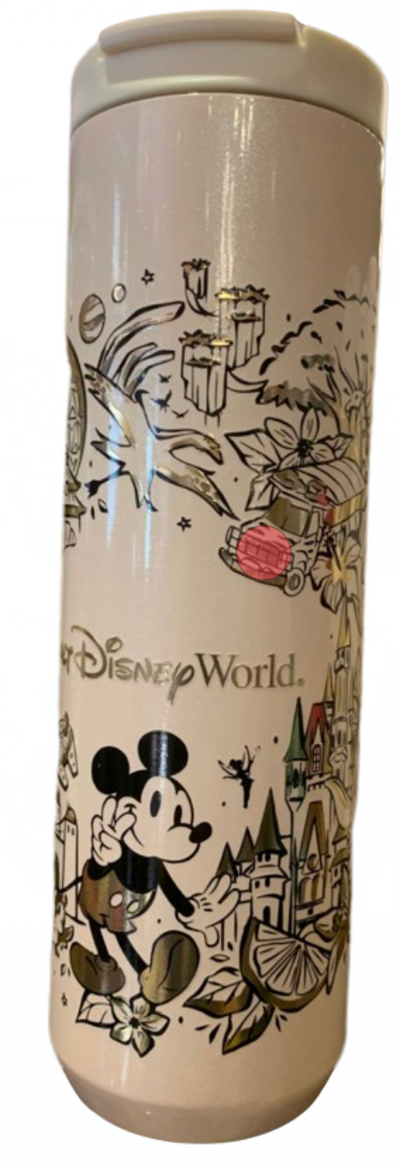 Disney Parks Starbucks Walt Disney World White Tumbler Cup with Straw New