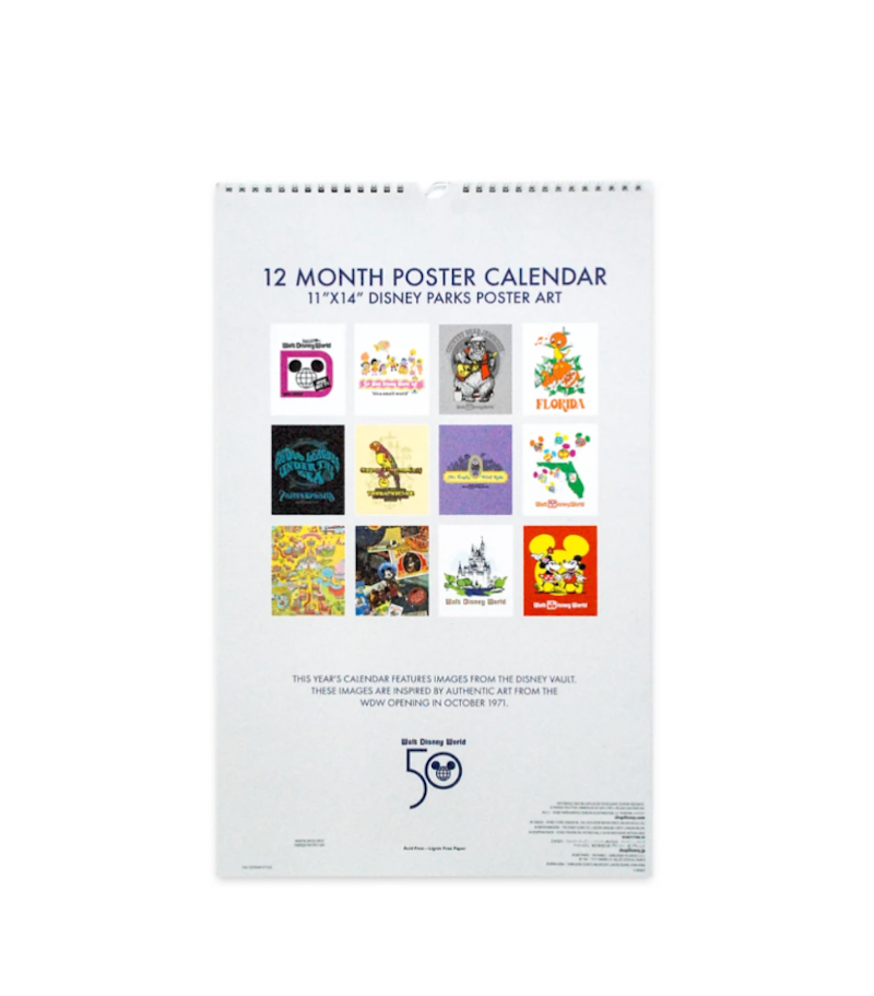 Disney Parks Attraction Poster Calendar 2022 12 Months 50th Anniversary Wdw New