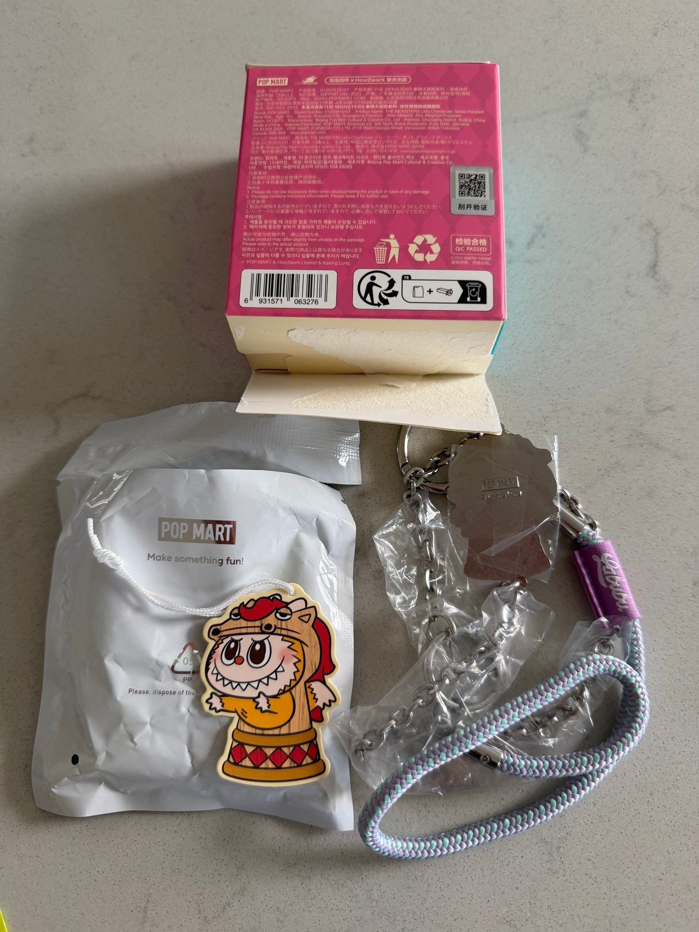 Pop Mart Labubu The Monsters Let's Checkmate Knight Pendant Keychain Charm New