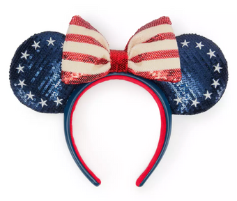 Disney Parks Minnie Mouse Americana Sequined Ear Headband New With Tag