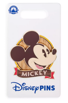 Disney Parks Mickey Mouse Wood Inlay Pin New With Card