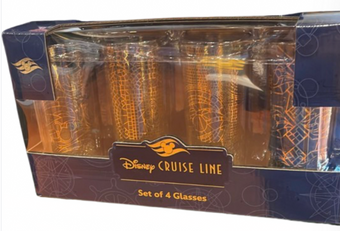 Disney Parks Cruise Line Mosaic Collection Set of 4 Glasses Cup New With Tag