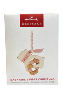 Hallmark 2023 Keepsake Baby Girl's First Christmas Bear Ornament New with Box