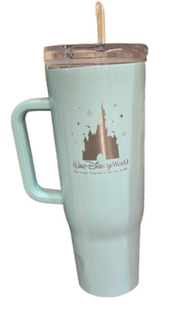 Disney Parks Corkcicle Tumbler Castle with Straw WDW Light Blue New with Tag