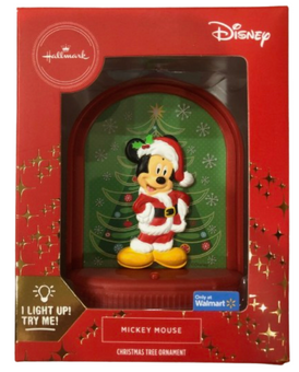Hallmark Disney Santa Mickey Mouse Light-Up Christmas Ornament New With Box