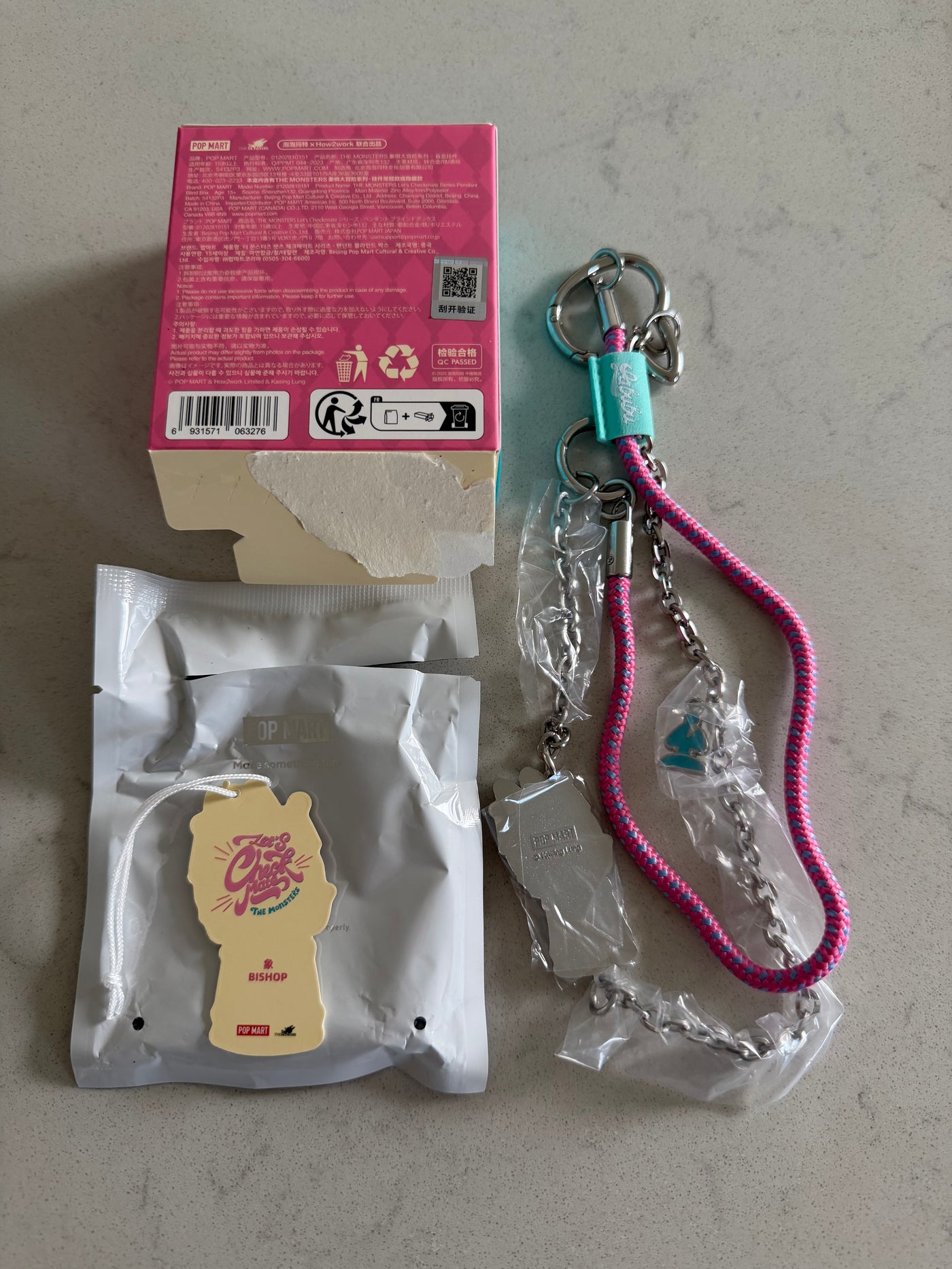 Pop Mart Labubu The Monsters Let's Checkmate Bishop Pendant Keychain Charm New