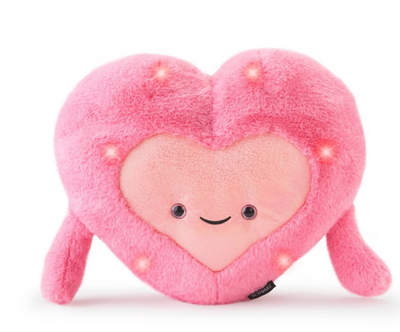 FAO Schwarz 12" Valentine Pink Glow Brights Heart Plush New with Tag