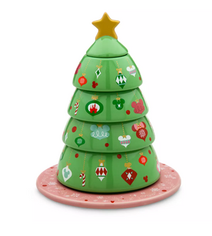 Disney Mickey and Minnie Holiday Christmas Tree Ceramic Measuring Cup Set New