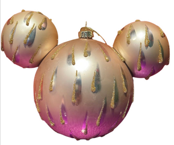 Disney Parks Mickey Mouse Gold Drops Icon Glass Christmas Ornament New with Tag