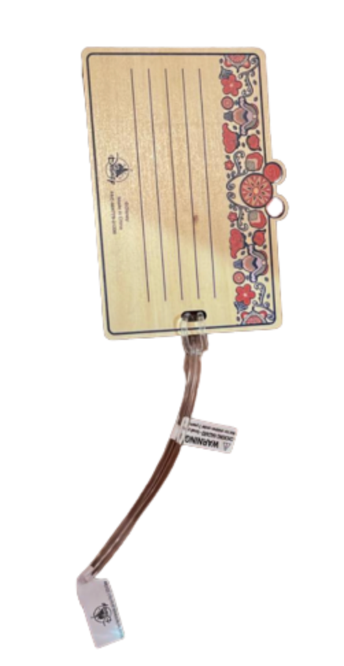 Disney Parks Epcot Norway Floral Mickey Icon Wooden Luggage Tag New With Tag