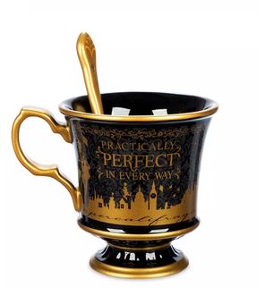 Disney Parks Mary Poppins 60th Anniversary Ceramic Coffee Mug With Spoon New