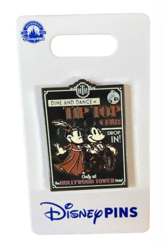 Disney Parks Hollywood Tower Hotel Mickey & Minnie Tip Top Club Pin New W Card